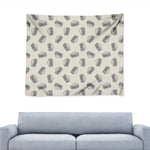 Grey Doodle Sandwich Pattern Print Tapestry