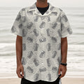 Grey Doodle Sandwich Pattern Print Textured Short Sleeve Shirt