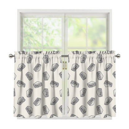Grey Doodle Sandwich Pattern Print Tier Curtains