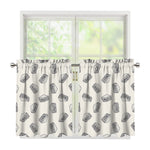 Grey Doodle Sandwich Pattern Print Tier Curtains
