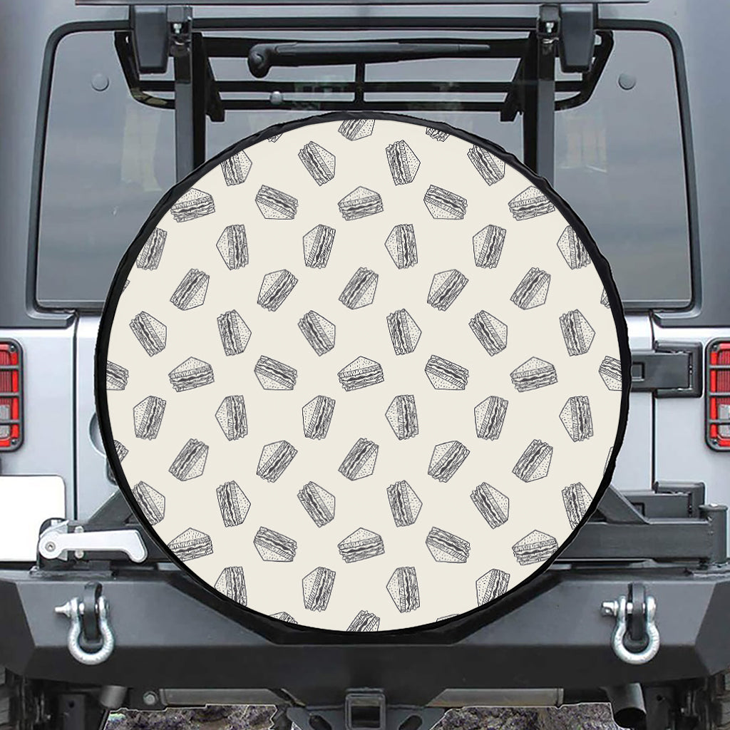 Grey Doodle Sandwich Pattern Print Tire Cover
