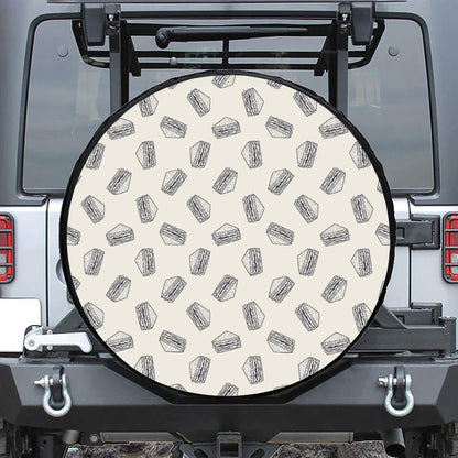 Grey Doodle Sandwich Pattern Print Tire Cover