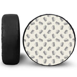 Grey Doodle Sandwich Pattern Print Tire Cover