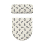 Grey Doodle Sandwich Pattern Print Toilet Lid And Tank Cover Set