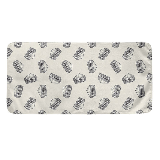 Grey Doodle Sandwich Pattern Print Towel