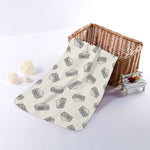 Grey Doodle Sandwich Pattern Print Towel