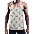 Grey Doodle Sandwich Pattern Print Men's Workout Tank Top