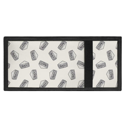 Grey Doodle Sandwich Pattern Print Trifold Wallet