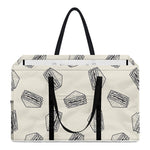Grey Doodle Sandwich Pattern Print Utility Tote Bag