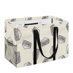 Grey Doodle Sandwich Pattern Print Utility Tote Bag