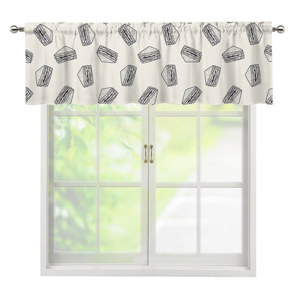 Grey Doodle Sandwich Pattern Print Window Valance