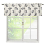 Grey Doodle Sandwich Pattern Print Window Valance