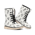 Grey Doodle Sandwich Pattern Print Winter Boots