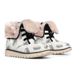 Grey Doodle Sandwich Pattern Print Winter Boots