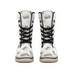 Grey Doodle Sandwich Pattern Print Winter Boots