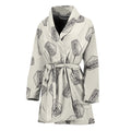 Grey Doodle Sandwich Pattern Print Women's Bathrobe