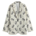 Grey Doodle Sandwich Pattern Print Women's Blazer