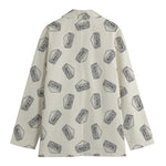 Grey Doodle Sandwich Pattern Print Women's Cotton Blazer