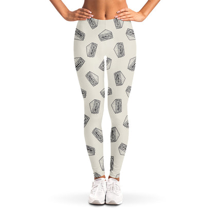 Grey Doodle Sandwich Pattern Print Women's Leggings