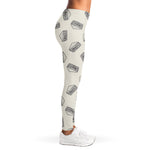 Grey Doodle Sandwich Pattern Print Women's Leggings