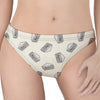 Grey Doodle Sandwich Pattern Print Women's Thong