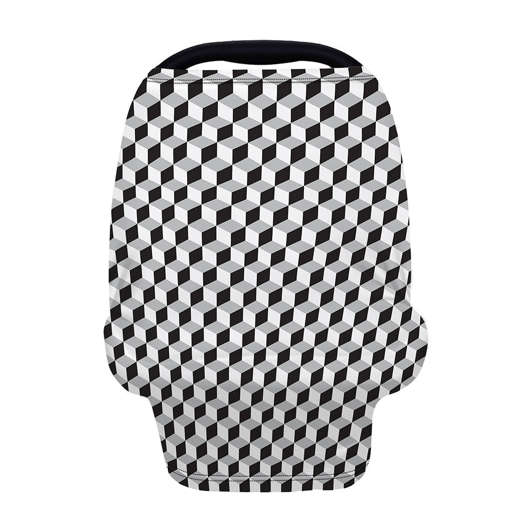 Grey Geometric Cube Shape Pattern Print Baby Seat Cover