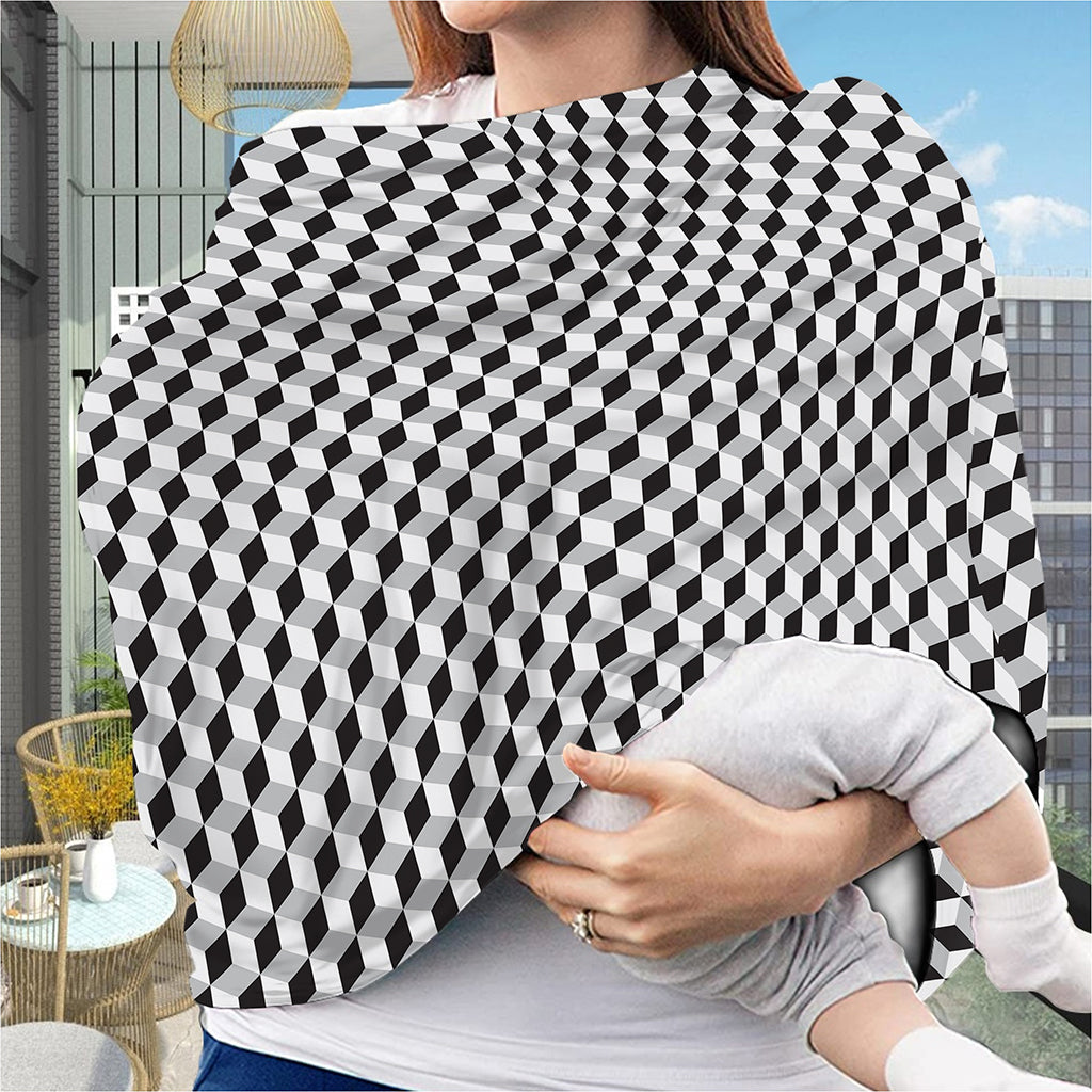 Grey Geometric Cube Shape Pattern Print Baby Seat Cover