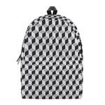 Grey Geometric Cube Shape Pattern Print Backpack