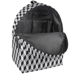 Grey Geometric Cube Shape Pattern Print Backpack