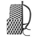 Grey Geometric Cube Shape Pattern Print Backpack