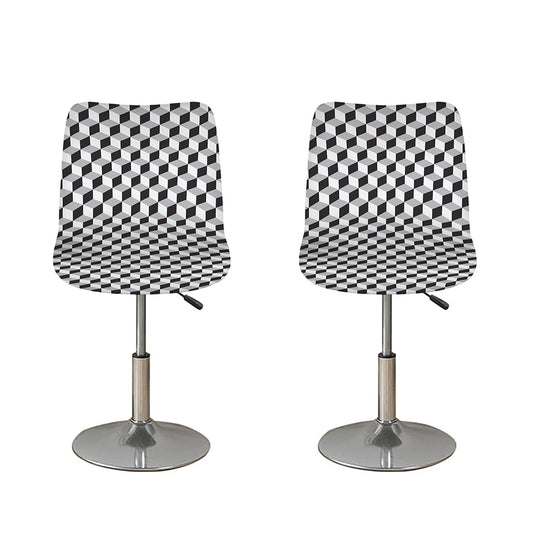 Grey Geometric Cube Shape Pattern Print Bar Stool Covers