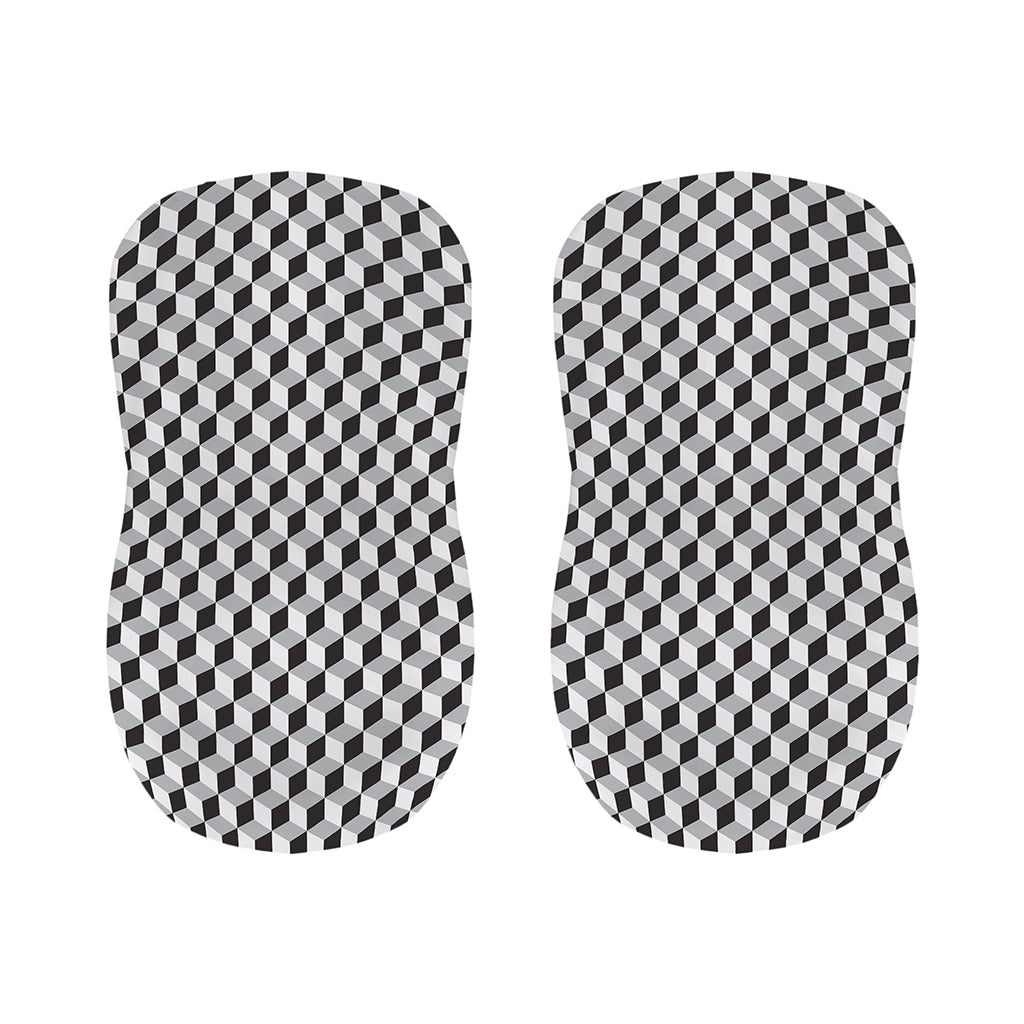 Grey Geometric Cube Shape Pattern Print Bar Stool Covers