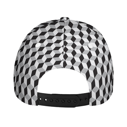 Grey Geometric Cube Shape Pattern Print Baseball Cap