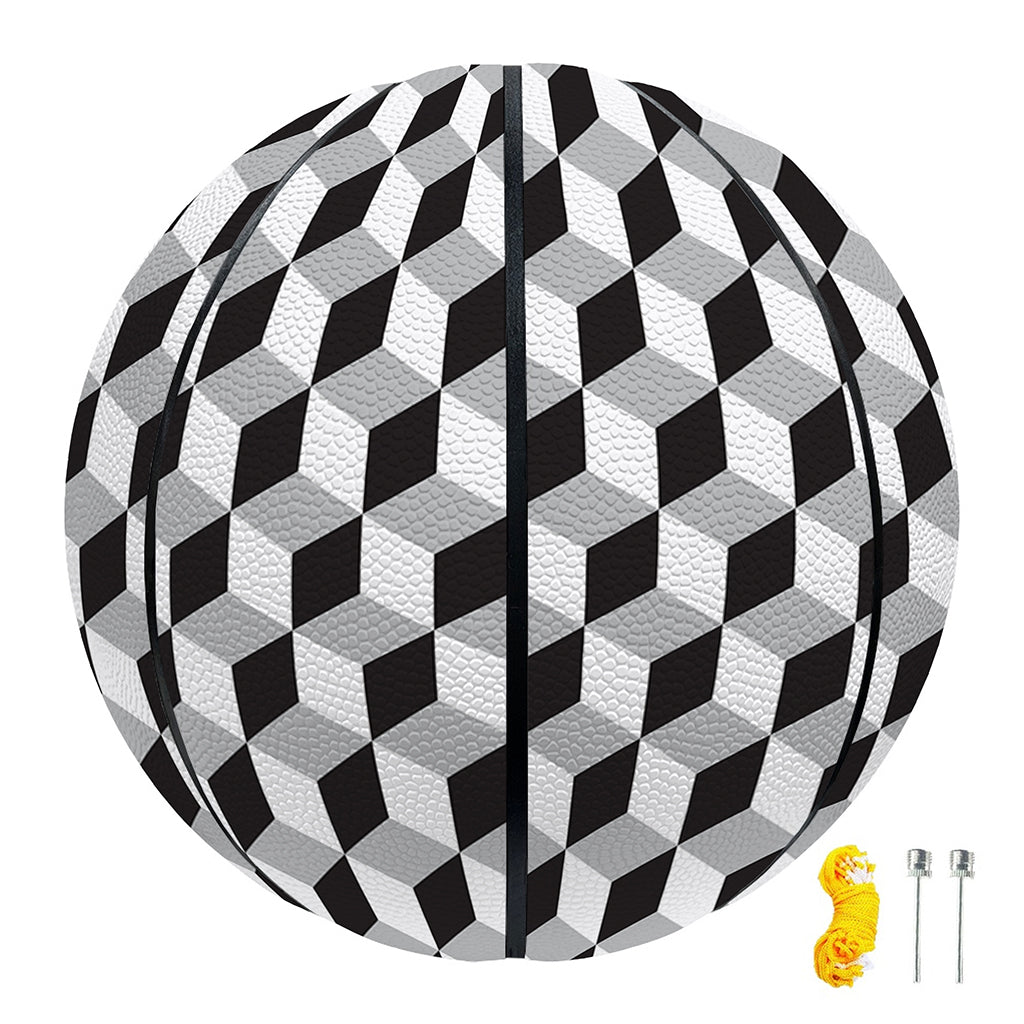 Grey Geometric Cube Shape Pattern Print Basketball