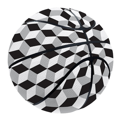 Grey Geometric Cube Shape Pattern Print Basketball