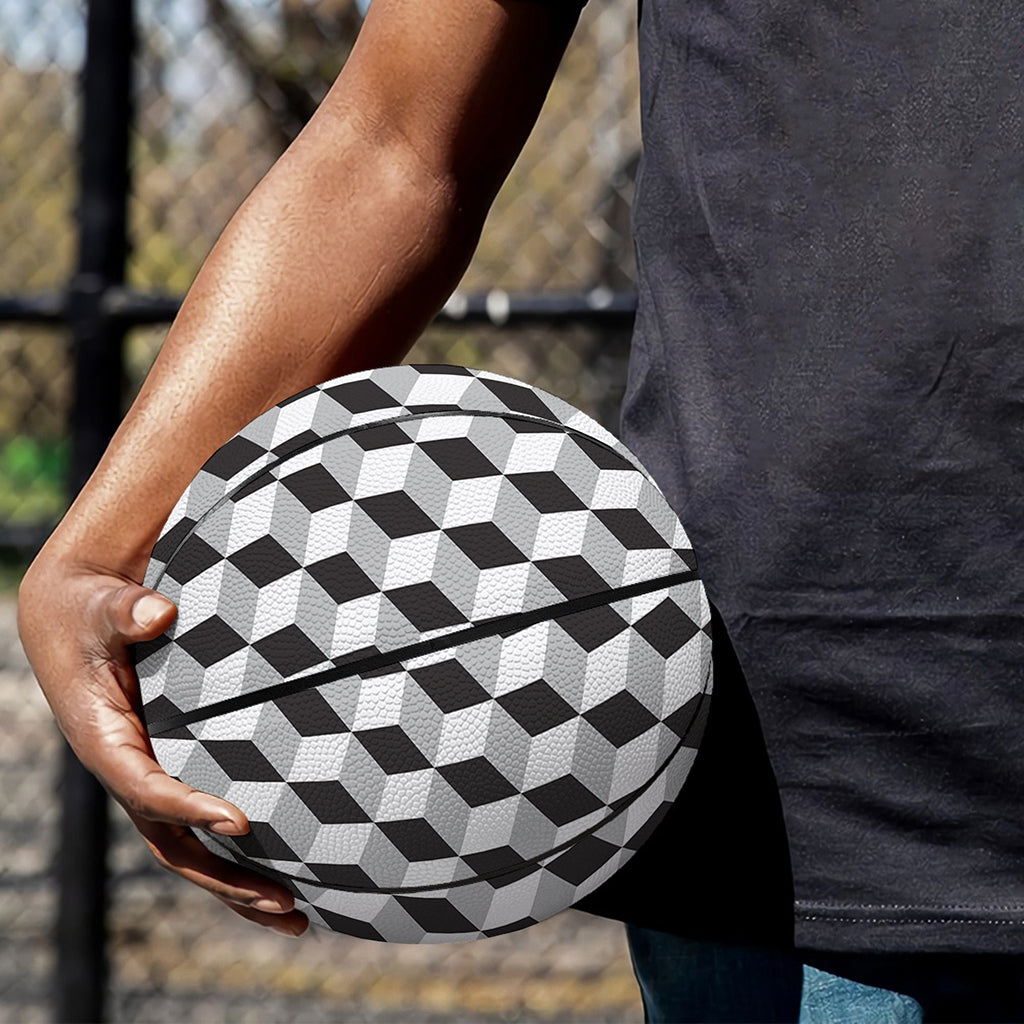 Grey Geometric Cube Shape Pattern Print Basketball