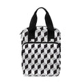 Grey Geometric Cube Shape Pattern Print Bible Tote Bag
