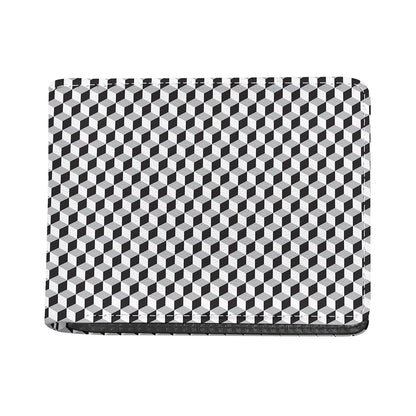 Grey Geometric Cube Shape Pattern Print Bifold Wallet