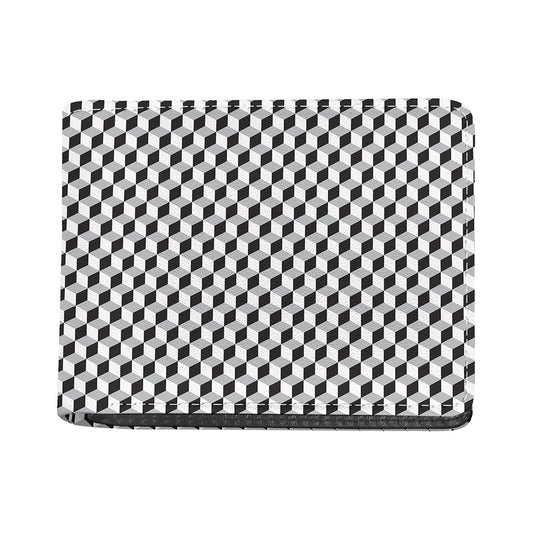 Grey Geometric Cube Shape Pattern Print Bifold Wallet