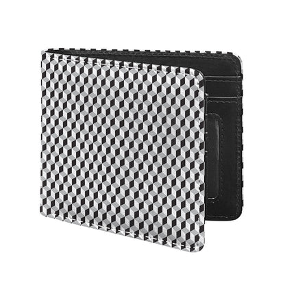 Grey Geometric Cube Shape Pattern Print Bifold Wallet