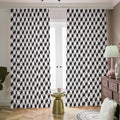 Grey Geometric Cube Shape Pattern Print Dimout Pencil Pleat Curtains