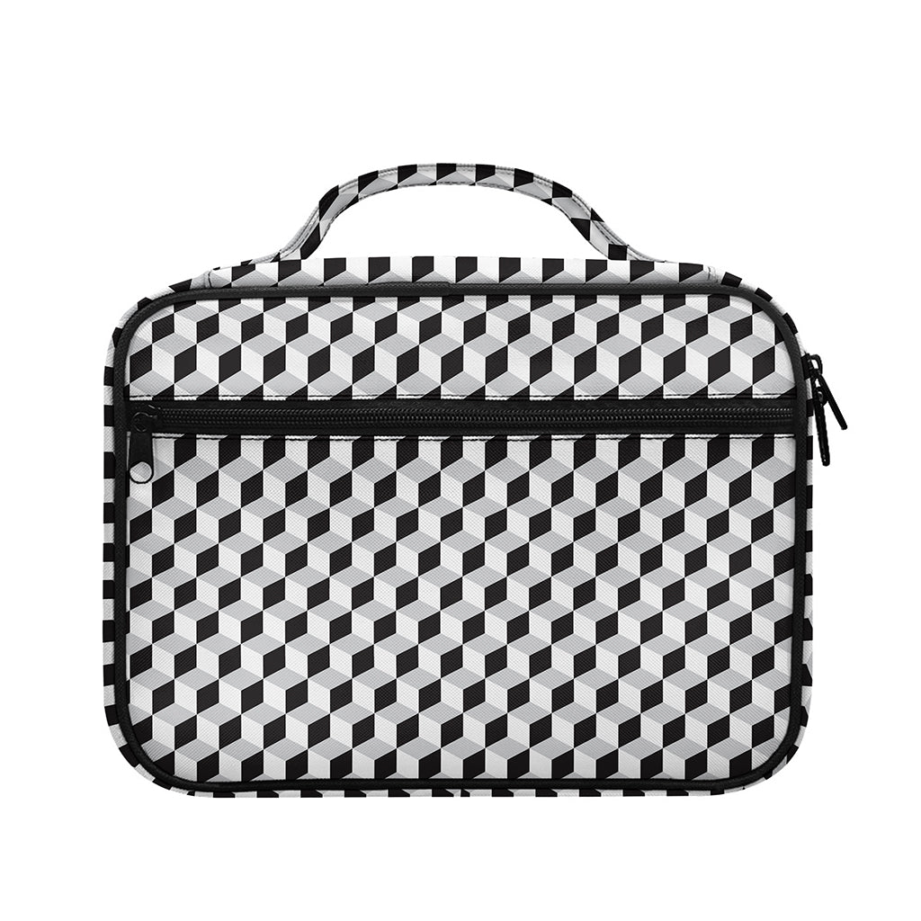 Grey Geometric Cube Shape Pattern Print Briefcase Bible Bag