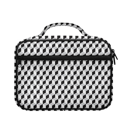 Grey Geometric Cube Shape Pattern Print Briefcase Bible Bag
