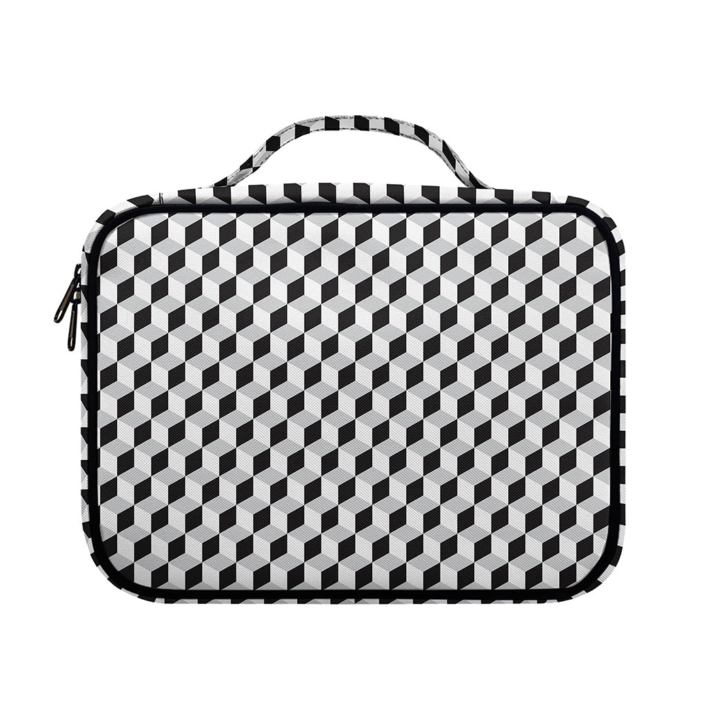 Grey Geometric Cube Shape Pattern Print Briefcase Bible Bag