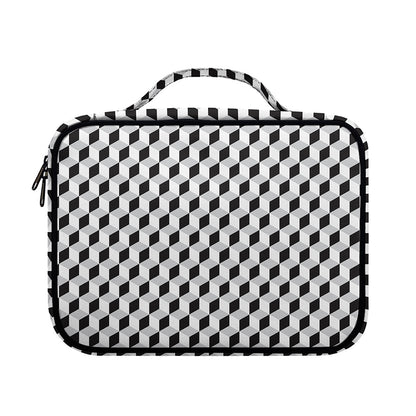 Grey Geometric Cube Shape Pattern Print Briefcase Bible Bag