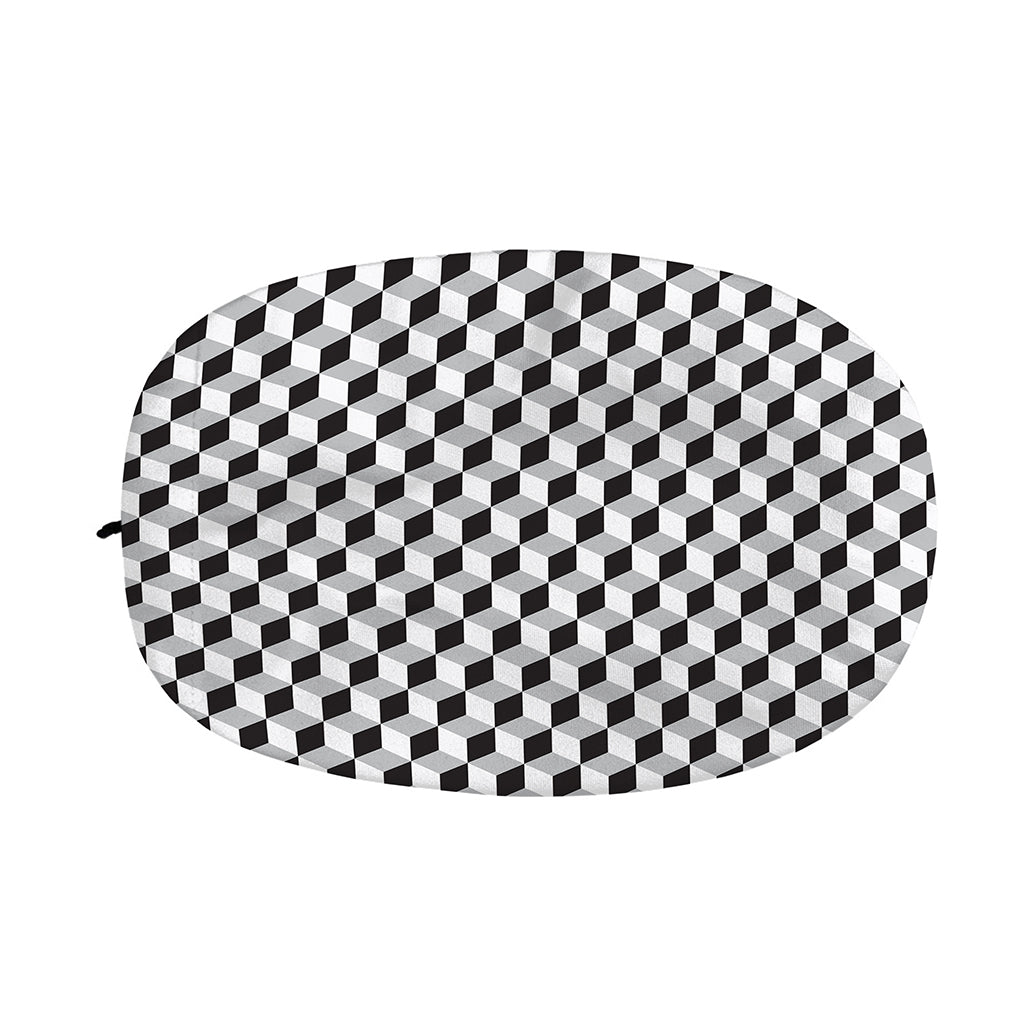 Grey Geometric Cube Shape Pattern Print Car Side Mirror Covers