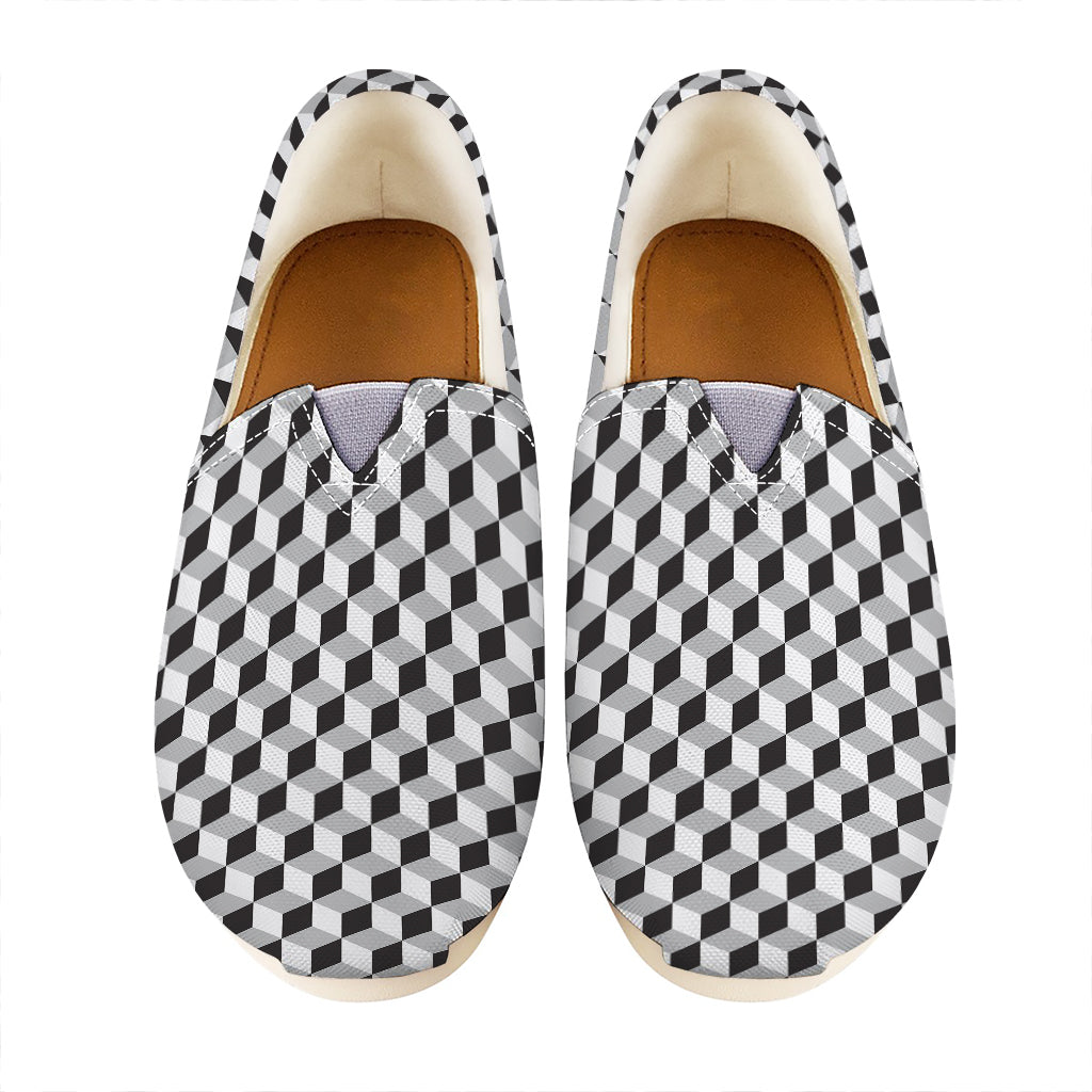 Grey Geometric Cube Shape Pattern Print Casual Shoes