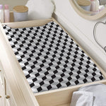 Grey Geometric Cube Shape Pattern Print Changing Pad Cover