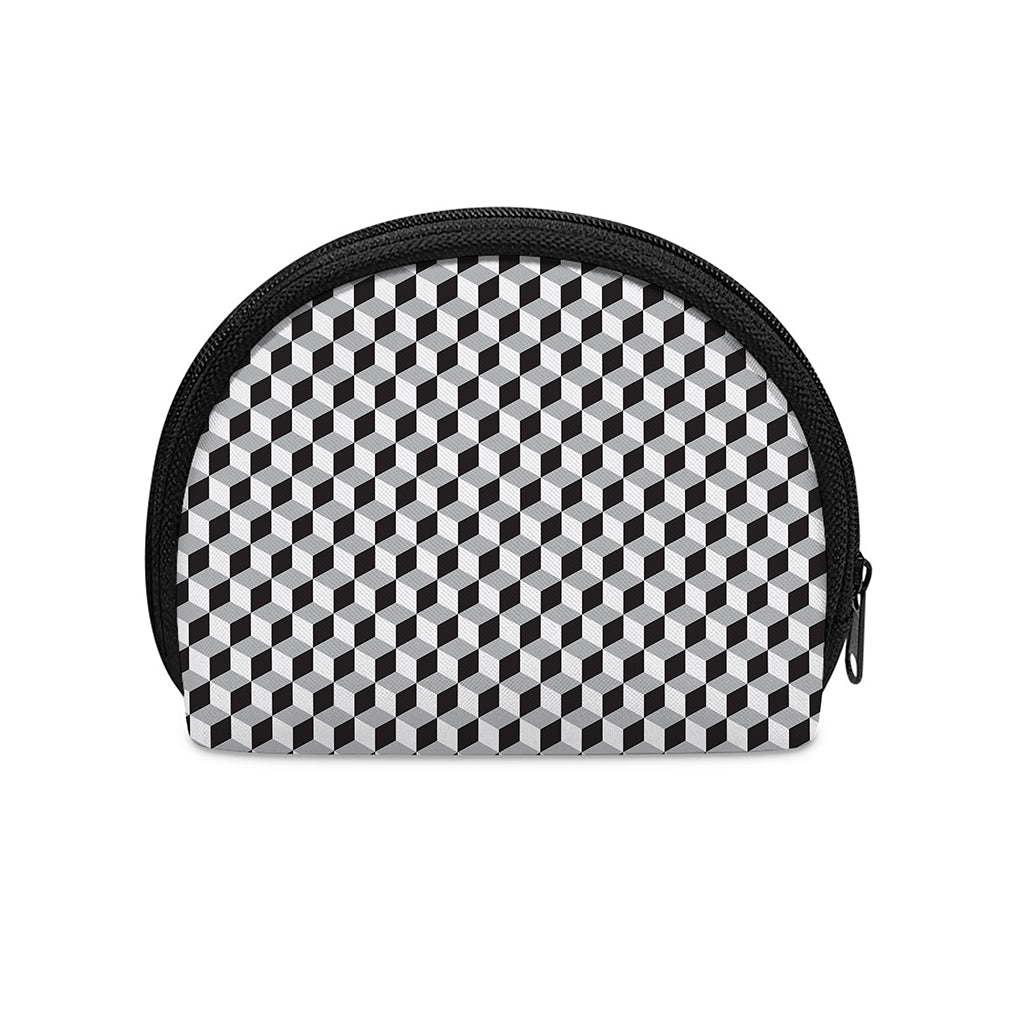 Grey Geometric Cube Shape Pattern Print Coin Purse