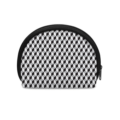 Grey Geometric Cube Shape Pattern Print Coin Purse